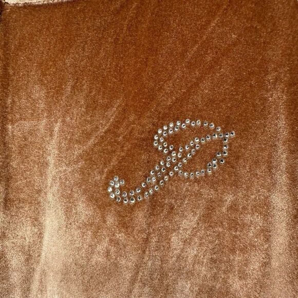 Victorias Secret Velour Track Suit Set Tan Size L XL Rhinestone Logo Lounge - Picture 4 of 10